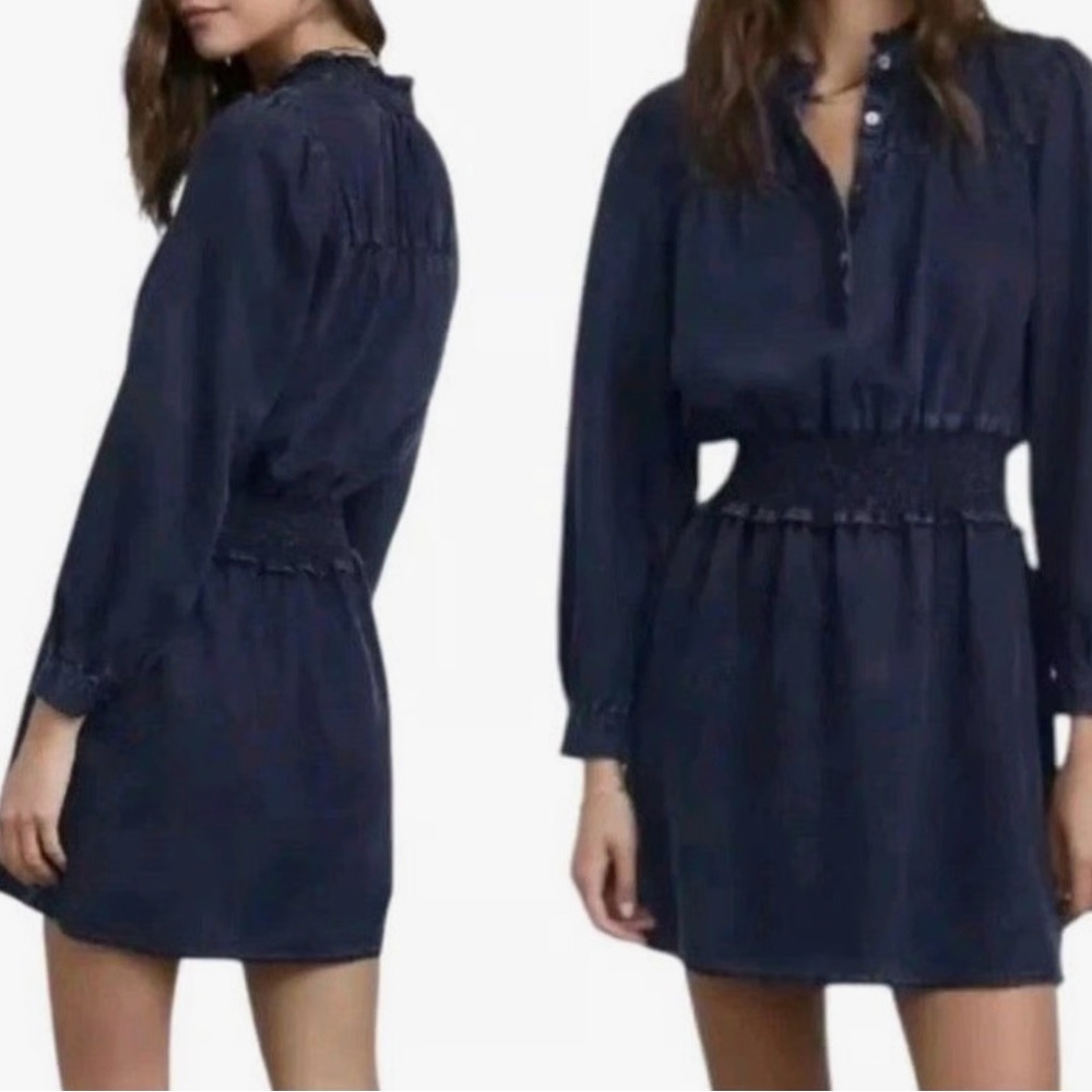 Rails NWOT Shawna Dark Vintage Smocked Waist Long Sleeve Denim Dress Size XL